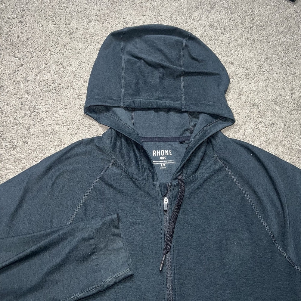 RHONE Spar Full Zip Performance Hoodie Mens L Long Sleeve Pockets Stretch